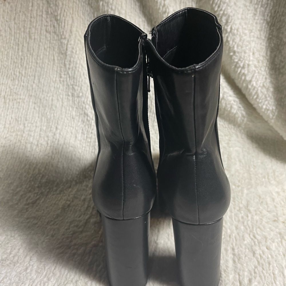 Olivia Ferguson synthetic black platform block heel ankle boots side zipper SZ9 - Picture 6 of 14